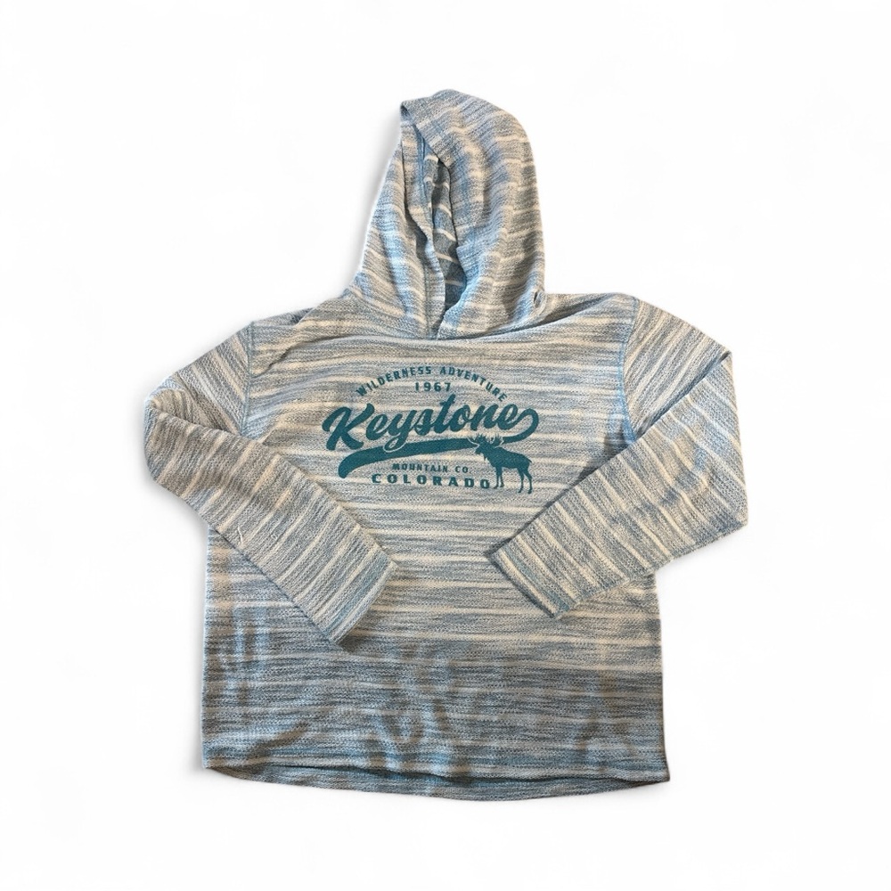 Retro Vision Colorado Hoodie Sweatshirt XL Blue Knit  Pullover Keystone Logo U21